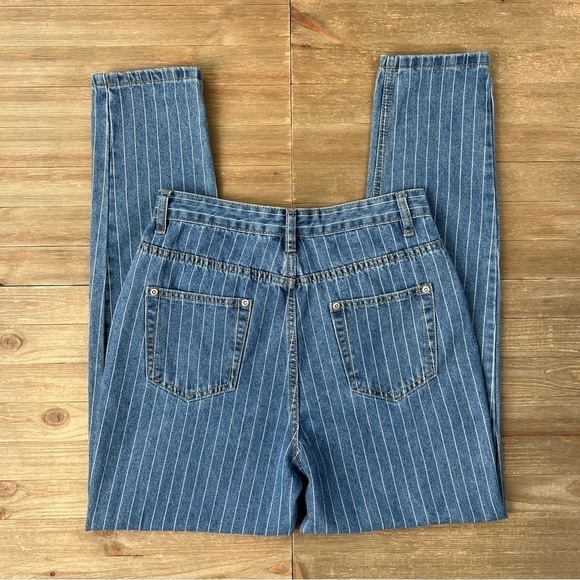 NWT Nasty Gal High Waist Pinstripe Mom Jeans - Picture 6 of 9